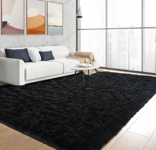 Tapete peudo preto para sala OFERTA
