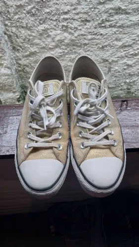 Tênis all star dourado plataforma 37