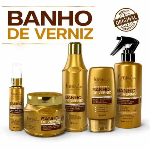 Kit Banho De Verniz com Shampoo 500ml Forever Liss