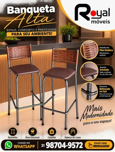Banqueta Alta Tubular Assento Quadrado. São Produtos Novos Direto da Fábrica P/Sua Casa.
