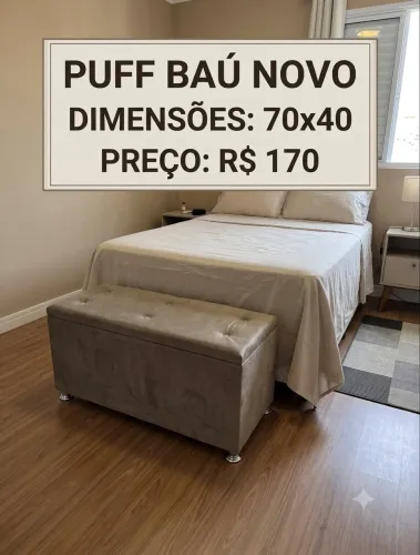 Puff baú forrado 70x40 novos para quarto 