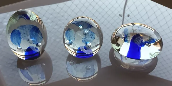 Trio de Cristal Murano com Modelagem de Flores