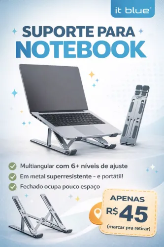SUPORTE PRA NOTEBOOK - IT BLUE em METAL. BARATO!
