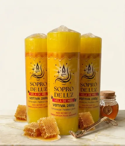 Vela de 7 Dias Amarela com Aroma de Mel