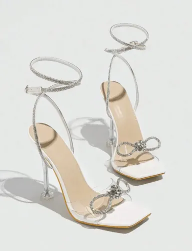 Sandálias De Salto Alto<br>Stiletto Transparentes<br>