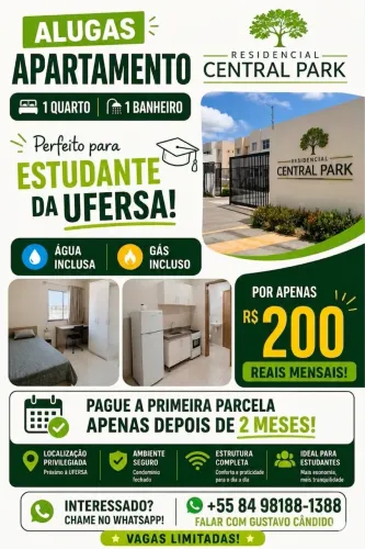 OPORTUNIDADE AP1 QUARTO PRÓX A UFERSA - MOBILIADO E COM AR CONDICIONADO