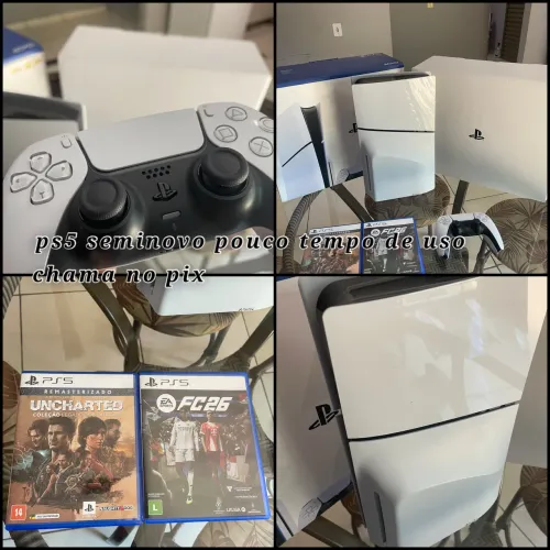 Ps5 slim PlayStation 5 slim 1 controle 2 jogos console zero 