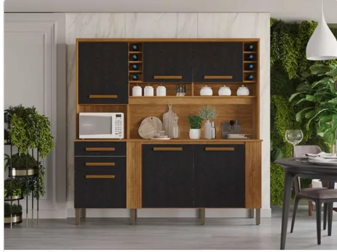 Cozinha Completa Siena 6 Portas Cinamomo Preto