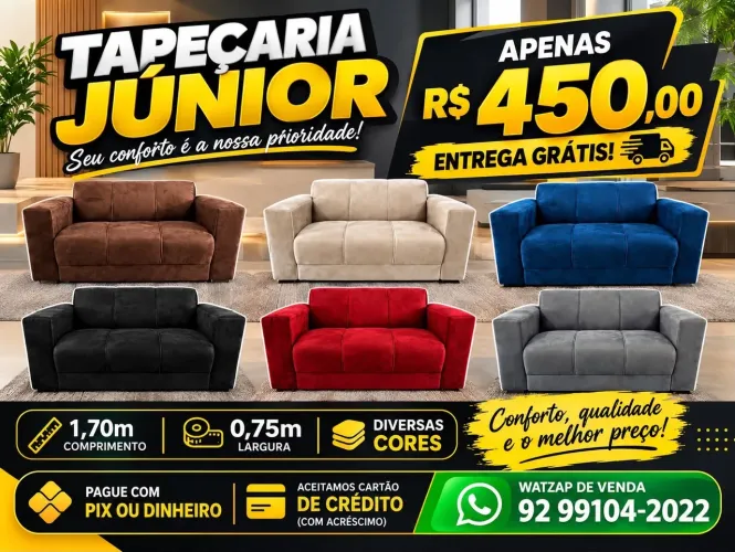 Sofás novos a pronta entrega. 450,00 entrega grátis