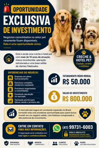 IMPERDÍVEL!!! Creche/Hotel Pet a venda