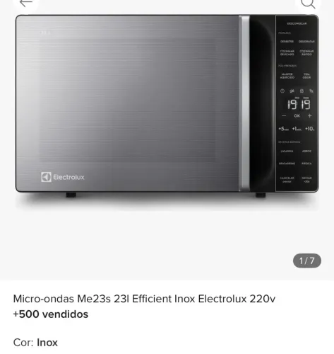 Micro-ondas 23 Litros Efficient Inox Electrolux