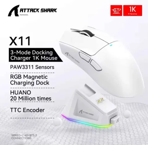 MOUSE SEM FIO ATACK SHARK X11 COM DOCK LACRADO!