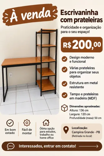 Escrivaninha com prateleiras