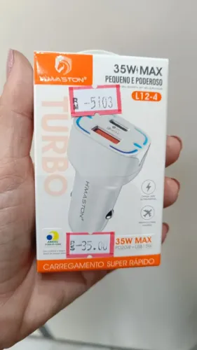 Carregador Veicular 35W USB +Tipo-C Tomada De Carro Carga Rápida QC3.0 H?maston L12-4