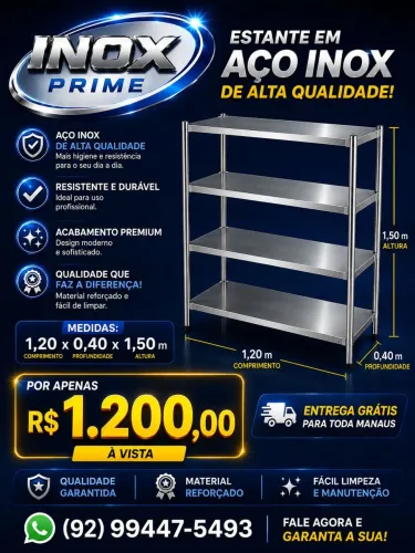 Estantes em inox sob medida e a pronta entrega