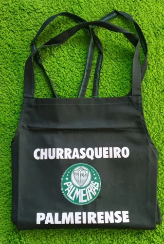 Avental de churrasqueiro PALMEiRAS - Cozinha profissional alça ajustáveis - personalizado