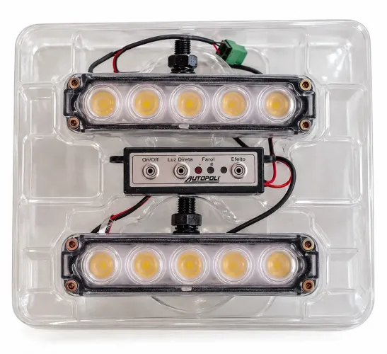 Farol Auxiliar LED Autopoli 3x1 12/24V + Módulo - Novo