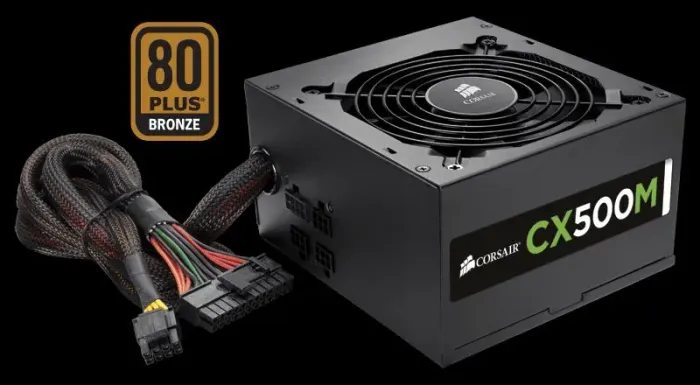Fonte Corsair 500W Modular CX500M, Certificado 80 Plus Bronze, PFC Ativo