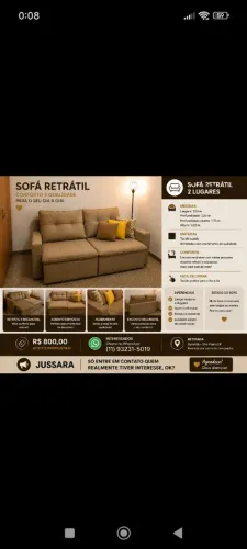 Sofá retrátil 700 aceito proposta