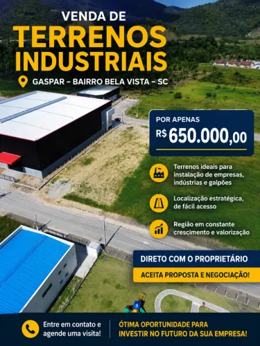 Terrenos industriais à venda em Gaspar - Bairro Bela Vista/SC 