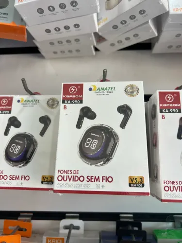 Fone de ouvido sem fio com visor