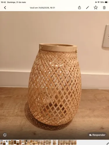 Par de Lustres Pendentes Artesanais em Bambu Natural - Estilo Boho/Japandi . Novos (2 unid