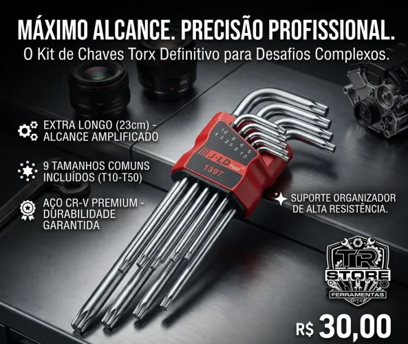 JOGO CHAVE TORX EXTRA LONGO