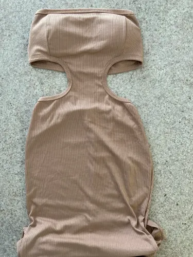 Vestido longo cor Nude canelado