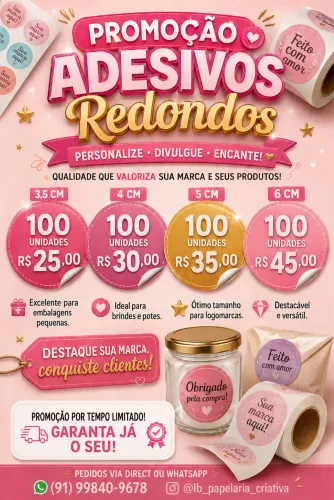 Promoção adesivos personalizados 