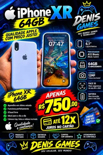  iPhone xr 64gbs funcionando perfeitamente <br>[07/10, 16:02] jonatas Duarte: 64gb