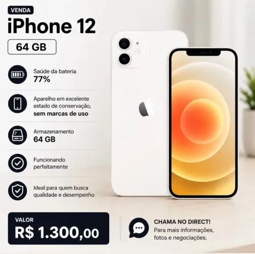 VENDE-SE IPHONE 12 TODO ORIGINAL