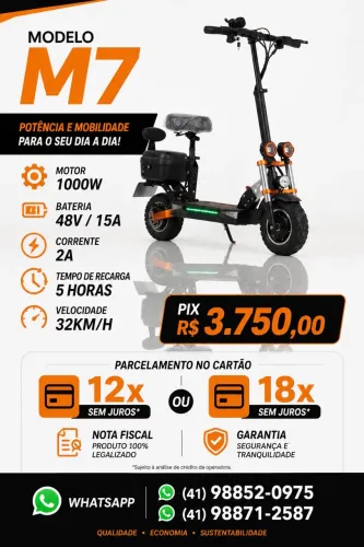 Scooter elétrica tipo patinete  1000w nova