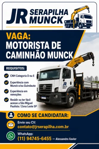 Motorista Operador de Caminhao Munck