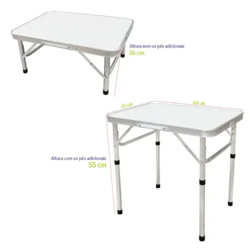 Mesa Dobrável para Camping 60x45cm em Alumínio e MDF - The Blacktools - NOVA