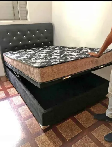 Cama Box Bau Casal + Colchão Solto Espuma D33 Frete Grátis Lacrados 