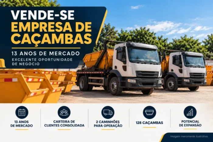 Vende-se Empresa de Caçambas - 2 Caminhões e 128 Caçambas