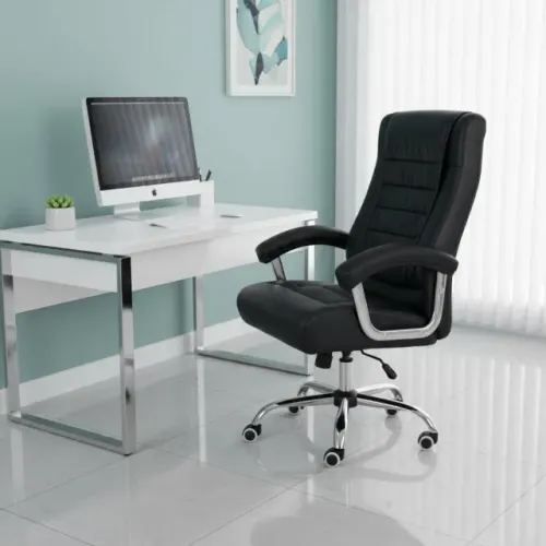 Poltrona Luxo Importada Concha Dupla Syncron Couríssimo Preto Ergonômica Conforto 30017