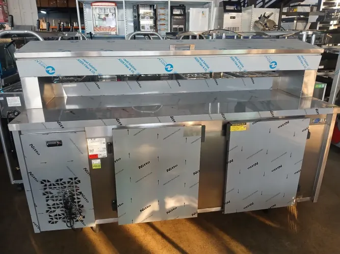 Balcão de Serviço Condimentador Refrigerado Inox 2 Metros 2 Portas Polar