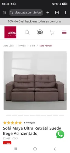 Sofá retrátil ABRACASA totalmente reestofado
