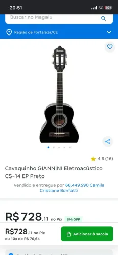 Vendo cavaquinho giannini zero sem nem um detalhe