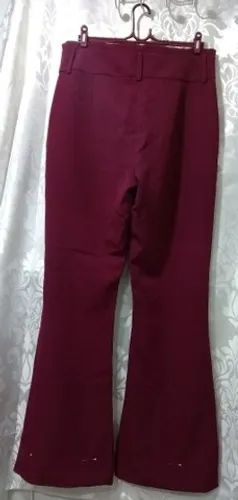 Calça bordô pantalona cintura alta