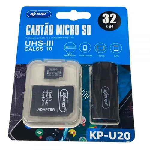 Cartão Memória 32 gb knup com adaptador usb
