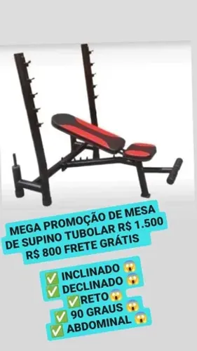 MESA DE SUPINO TUBULAR R$ 800 WATZAP *
