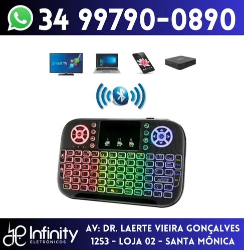 Mini Teclado Sem Fio Bluetooth e Usb Iluminado