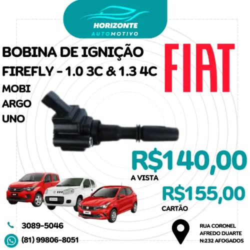 bobina de ignição Fiat mobi, argo e uno 1.0 3c e 1.3 4c Firefly 2016/