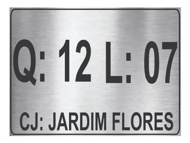 Placa Aço Inox 20x15cm Endereço Número Residencial Casa Lote