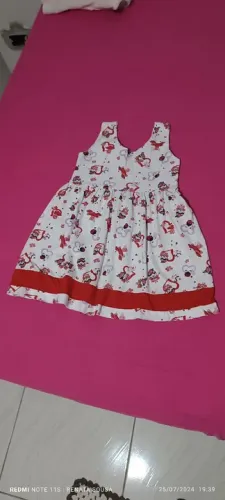 Vestido menina vermelho com branco