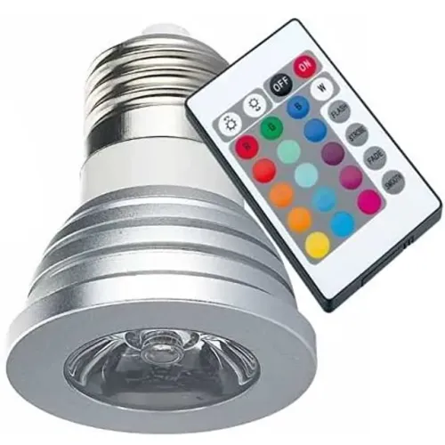 Lâmpada Dicroica Led 3w Rgb E27 Com Controle