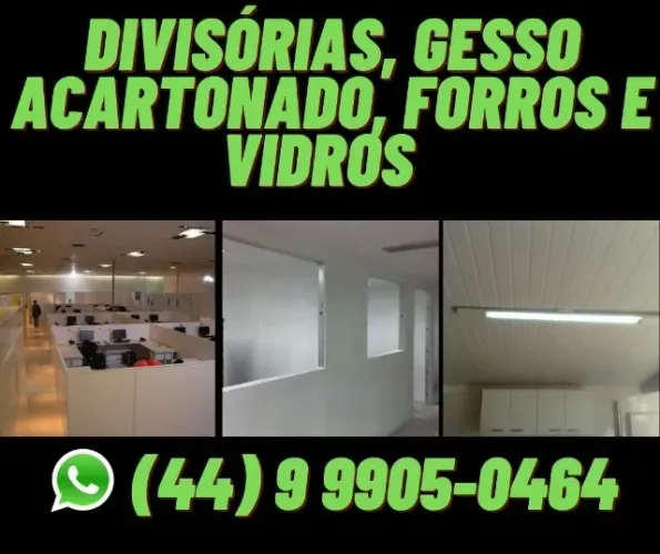 Divisórias, Gesso Acartonado, Forro e Vidros em Geral