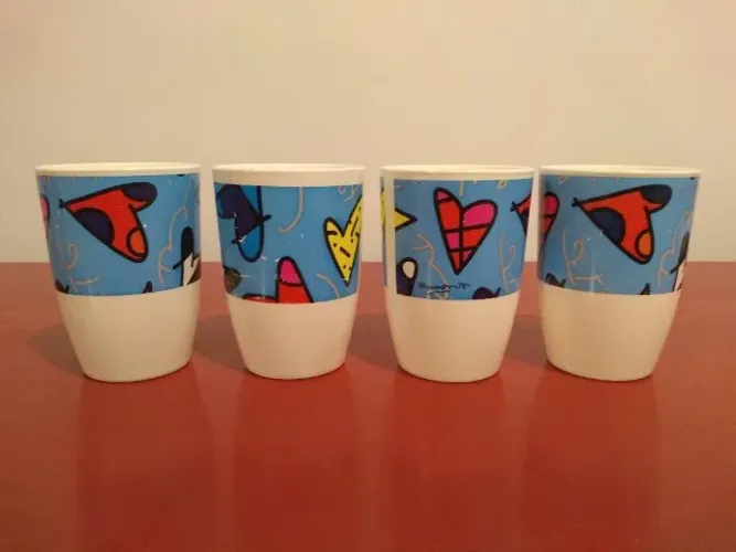 4 copos love romero britto coleção praia caras